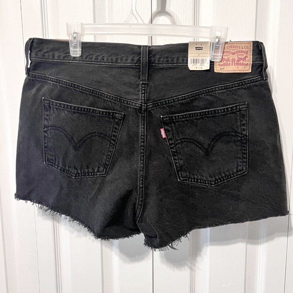 Levi Strauss & Co.501 Shorts-NWT-Black-Women's Distressed A high Rise-Button Fly - Picture 6 of 14